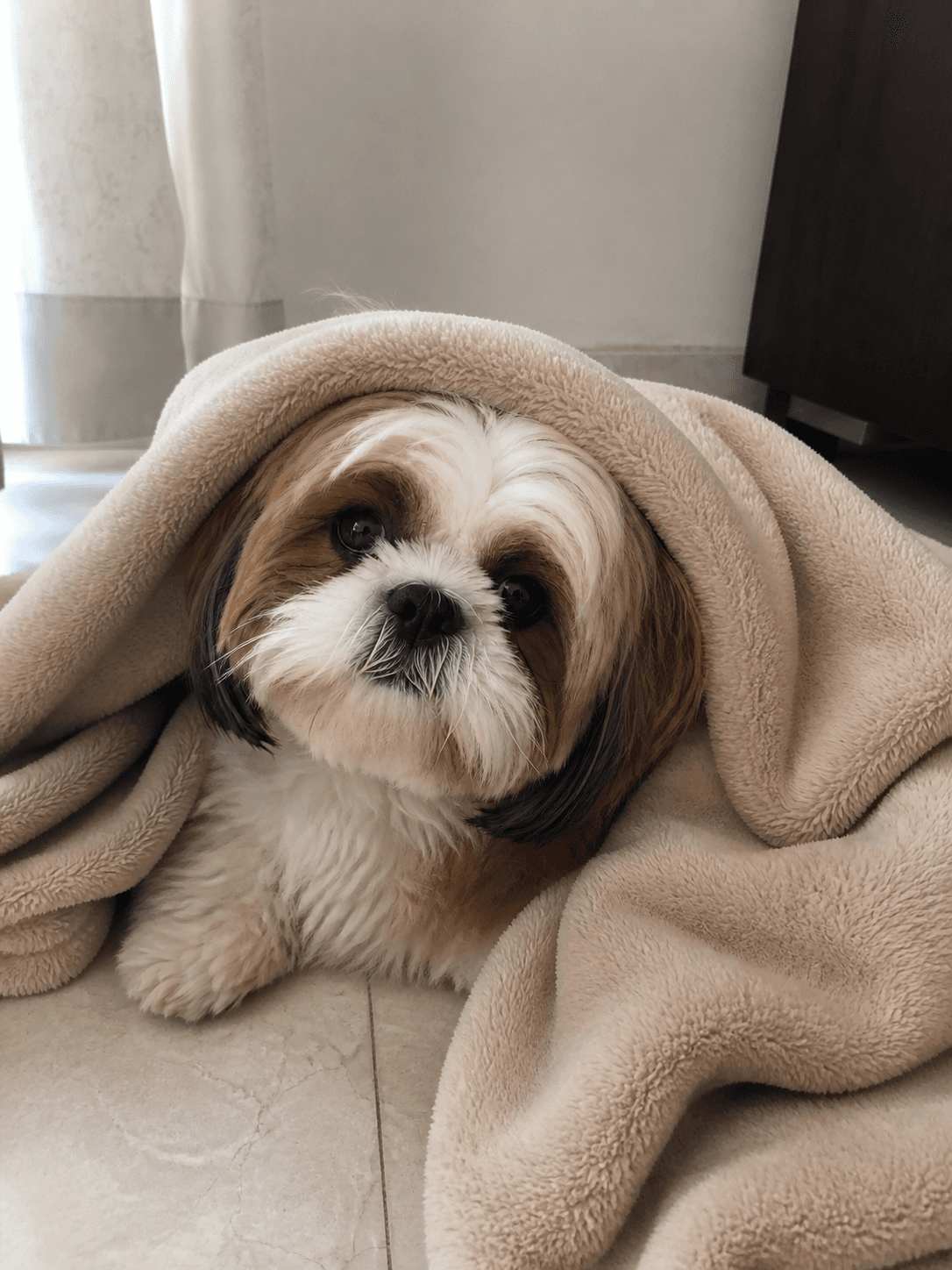 dosa said no talkie only comfy lah 😴 blanket burrito is her vibe