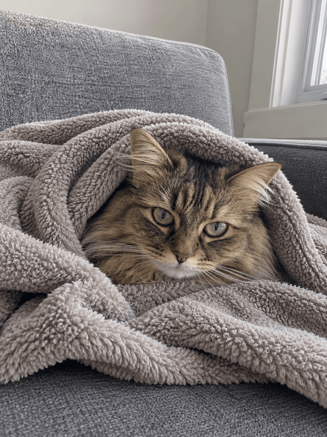 my cat jelly is a professional blanket potato, confirm plus chop. can't even tel