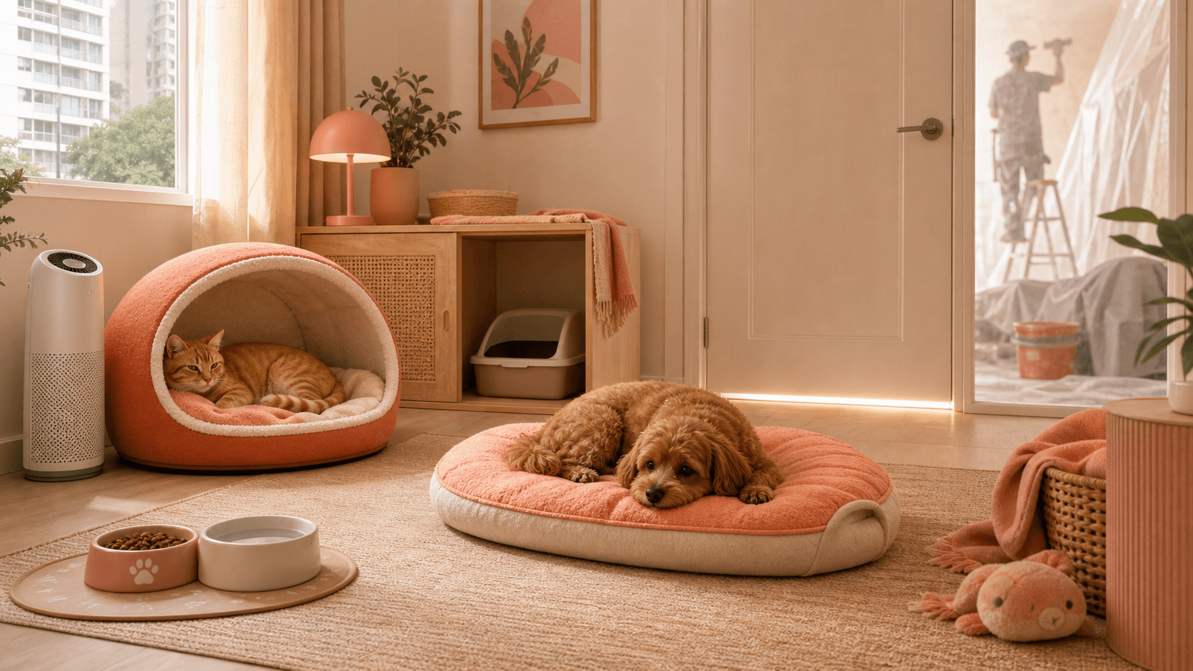 Cats and Dogs During Renovation: Dust, Noise, Doors, and Temporary Rooms